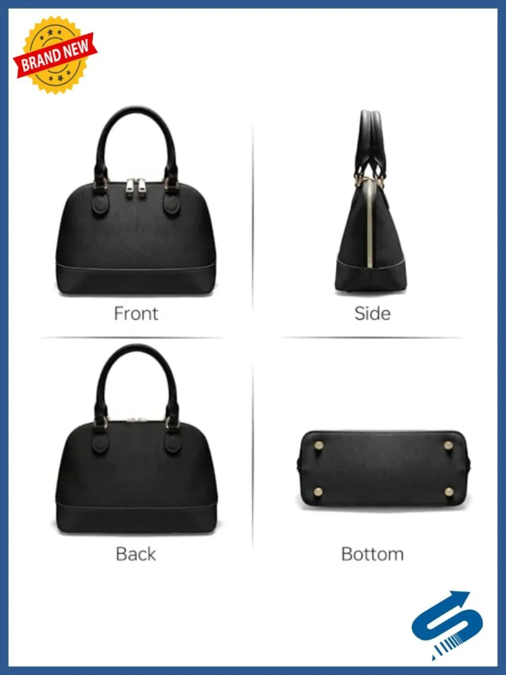 Vegan Leather Satchel Crossbody Bag with Gold Hardware
